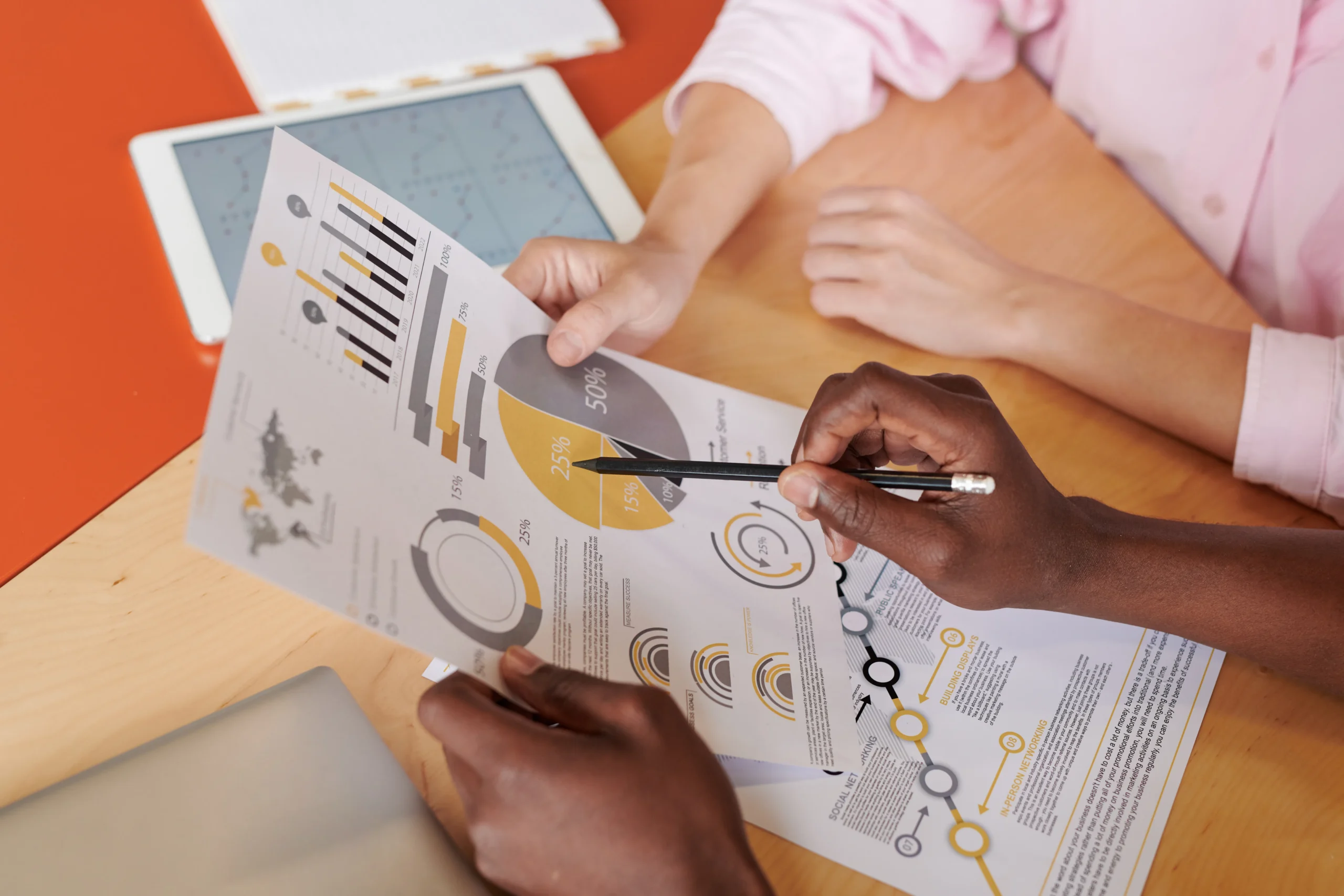 People reviewing marketing metrics that matter in 2026 on a business dashboard